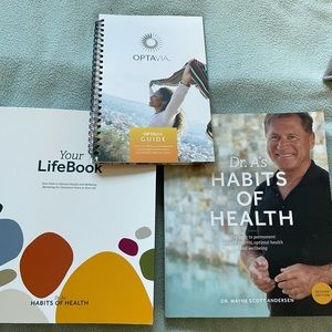 Optavia LifeBook, Optavia guide and Dr. A’s Habits of Health.